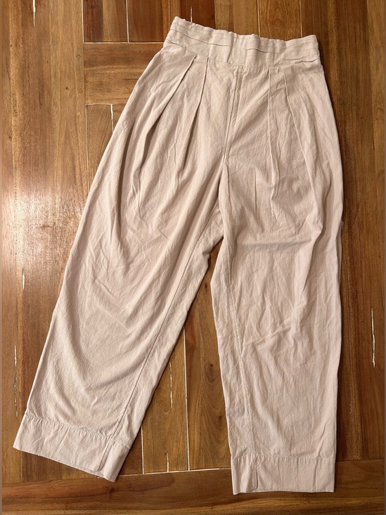 Pants - Unbranded Women‎ Tan 100% Cotton Pleated Front Elastic Back Wide Leg Pants L